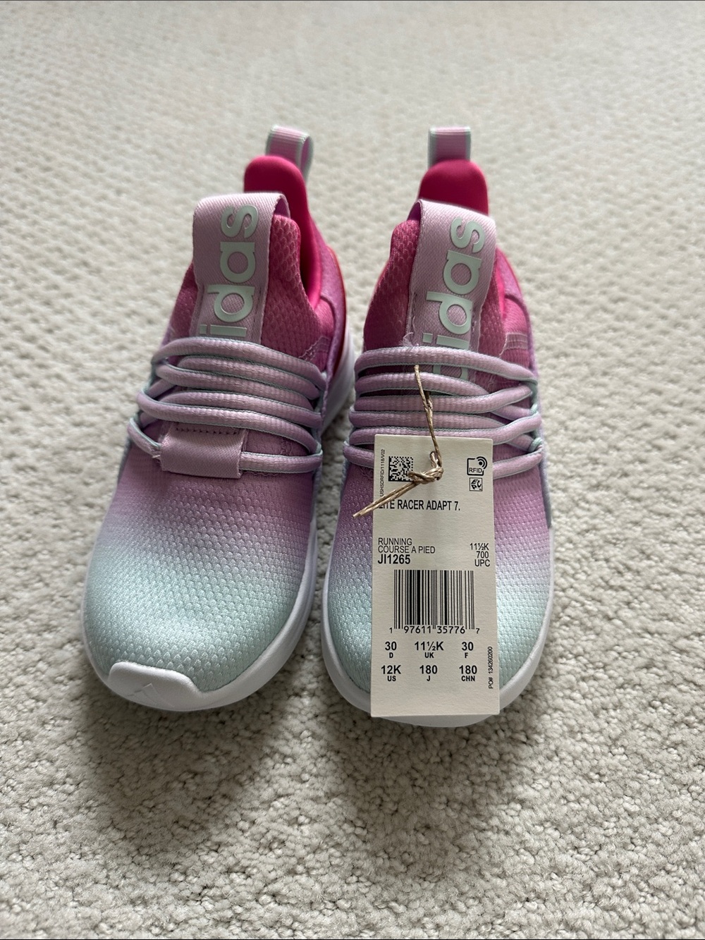 adidas Kids Gradient Pink to Mint Slip-On Sneakers